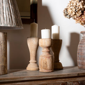 Teak Candlestick Made From An Old Takhat Leg