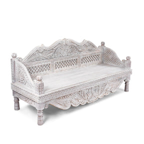 Carved And Limed Mango Wood Daybed