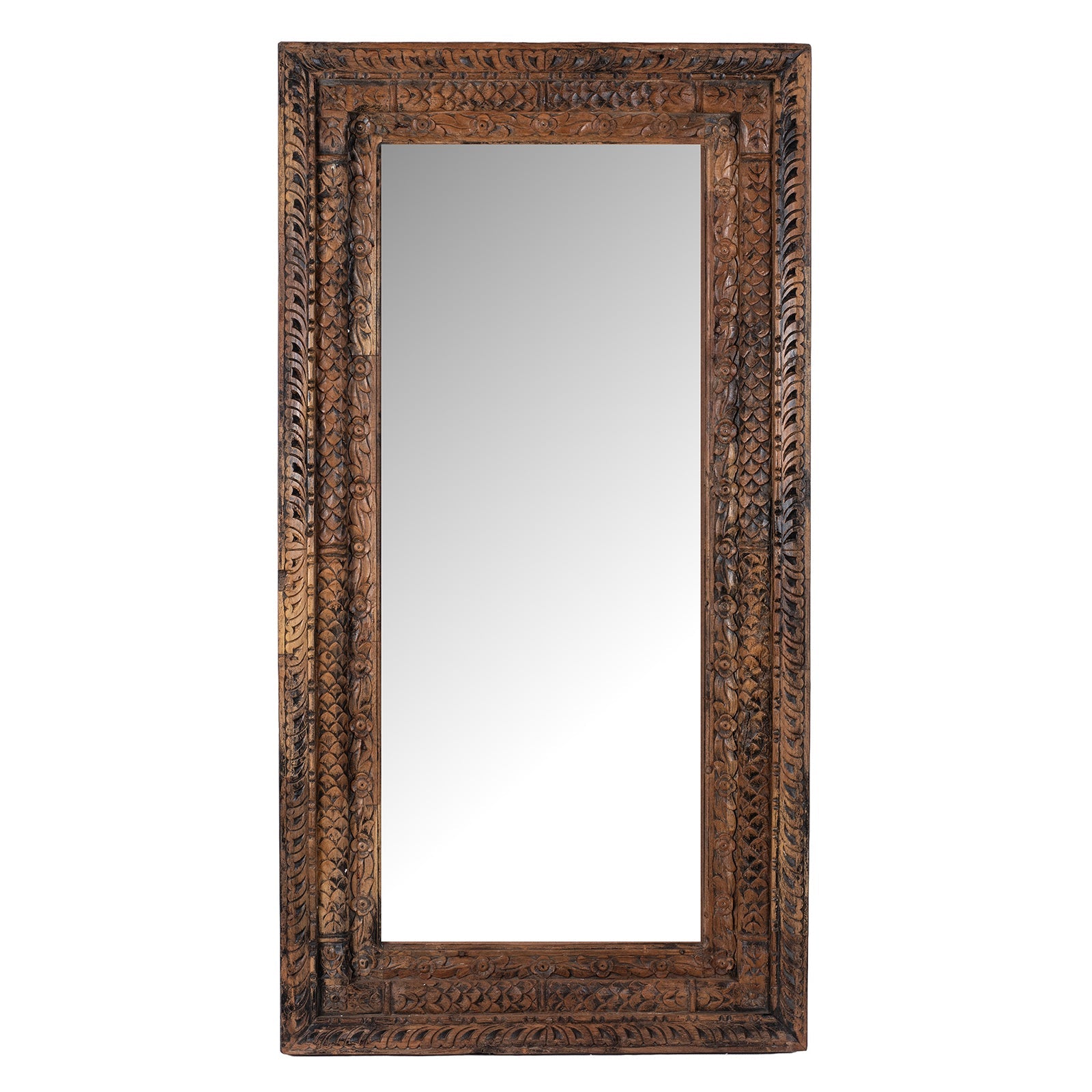 Carved Mirror Made From Old Architectural Teak