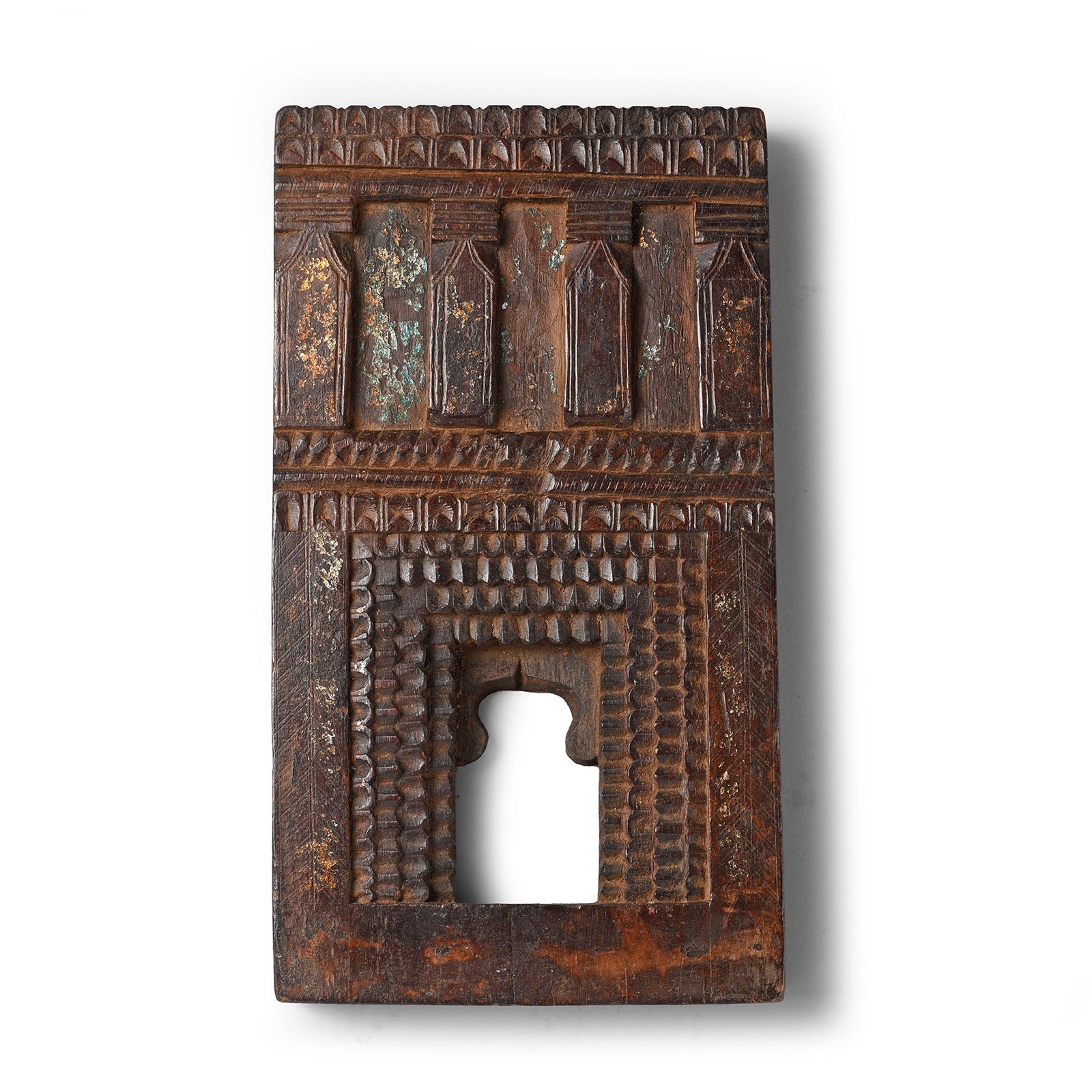 Carved Teak Votive Panel From Andra Pradesh - Early 20thC
