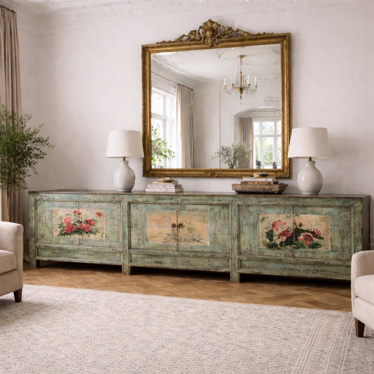 Vintage Mint Painted Sideboard From Shanxi – Circa 1930