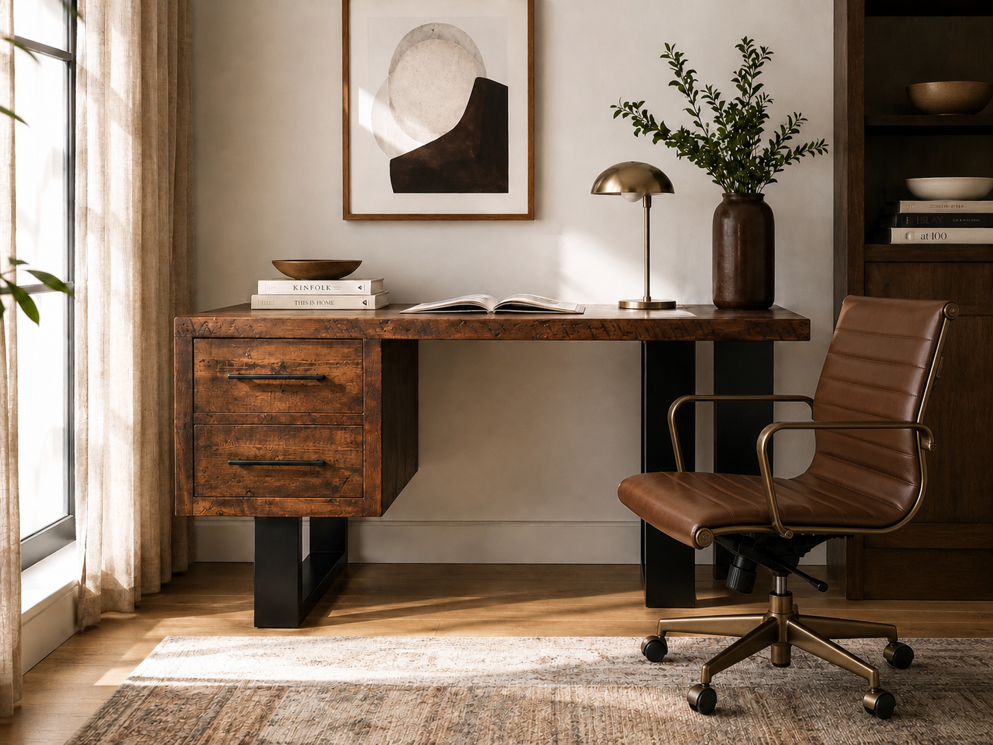 Cavendish Small Desk with matt black metal - Mocha - Ex-Display