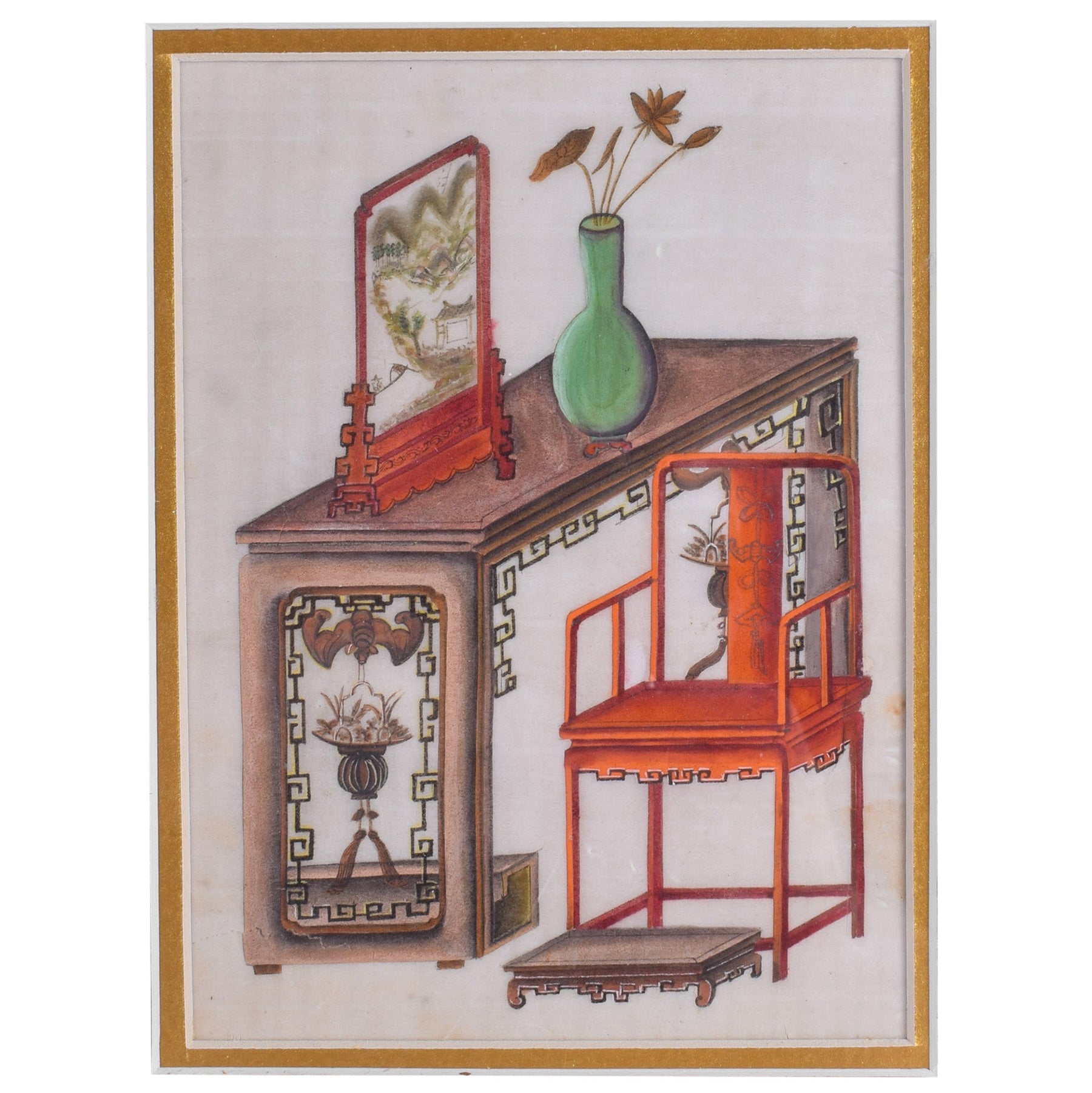 Painted Altar Table From Mongolia - 19thC
