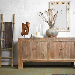 4 Door Rustic Elm Sideboard From Shanxi - 19thC