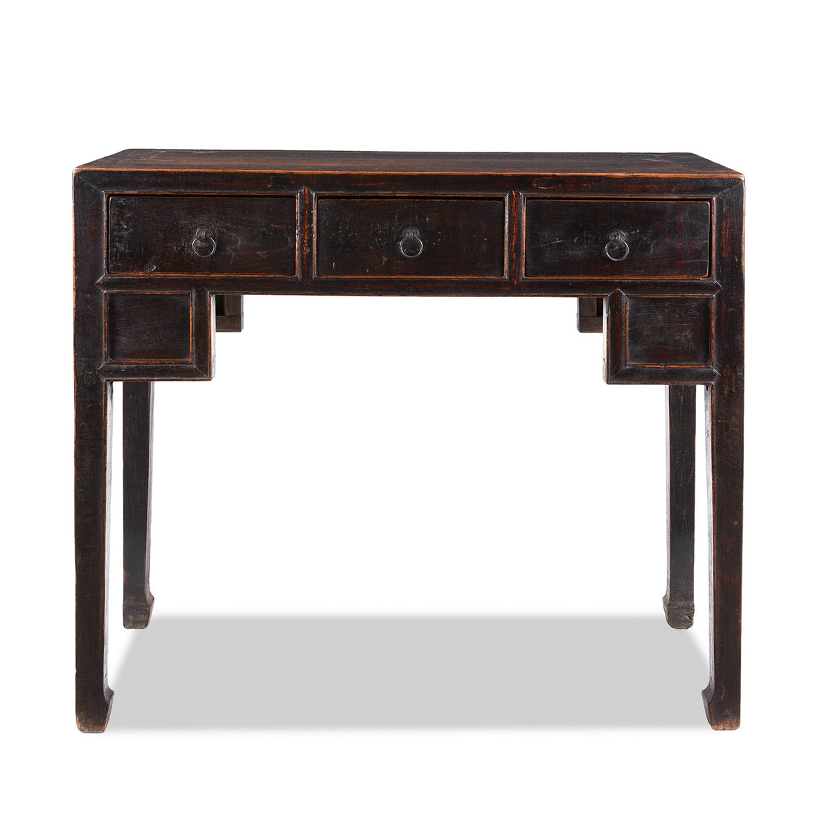 Black 3 Drawer Kneehole Desk From Shanxi - 19th Century