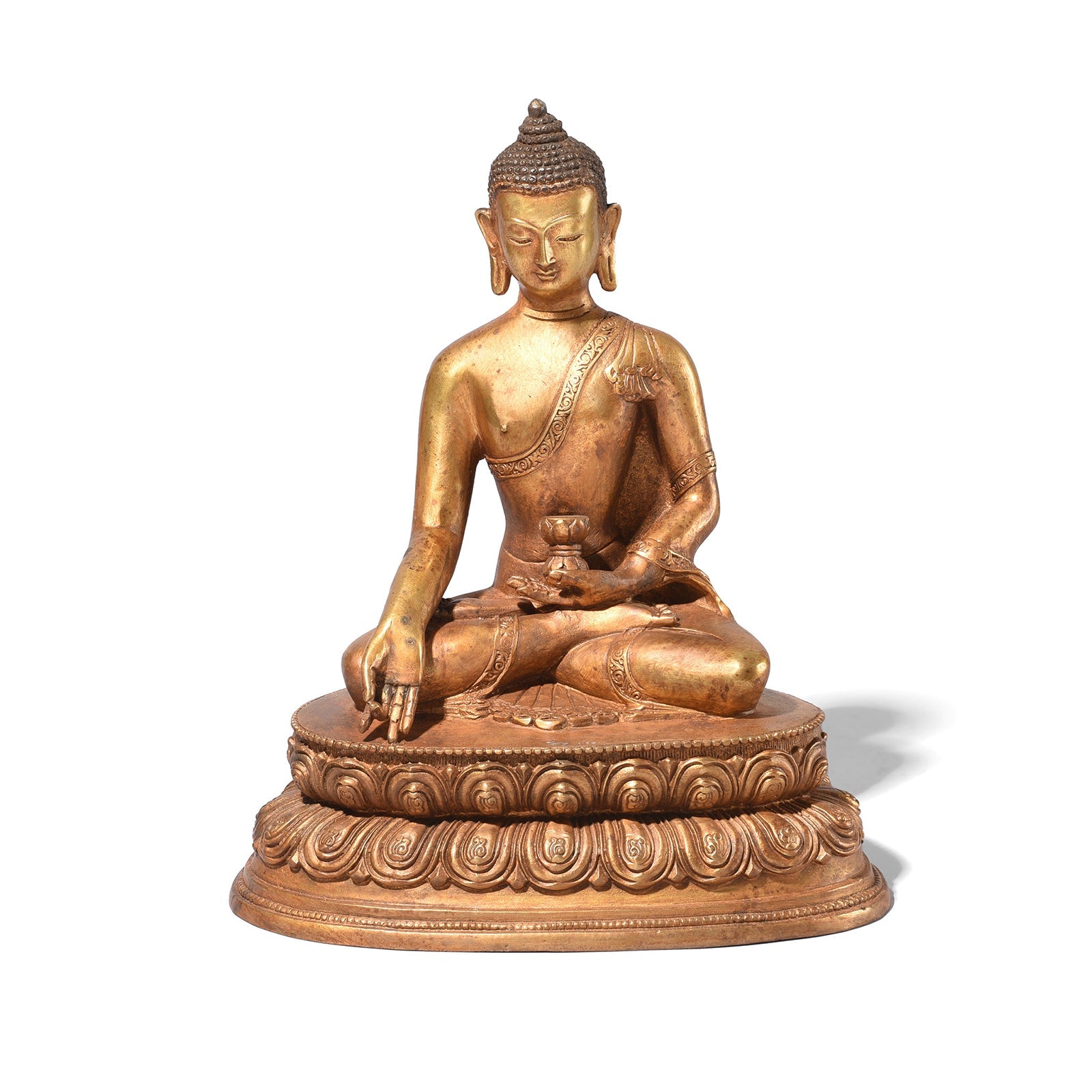 Gilt Bronze Sitting Buddha Statue - Varada Mudra