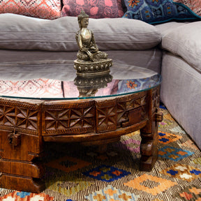 Indian Chakki Coffee Table From Rajasthan - 19thC