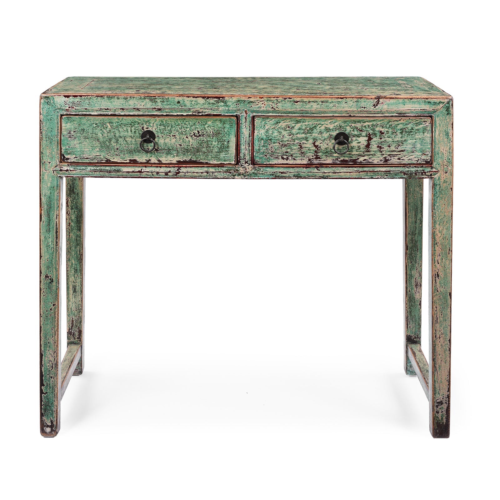 Green Lacquer 2 Drawer Console Table
