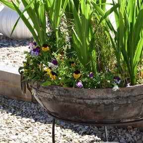 Old 1920's Kadai - Indian Fire Bowl On Stand From Rajasthan - 82cm