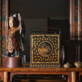 Canton Export Black Lacquer Stacking Haberdashery Box - Qing Dynasty