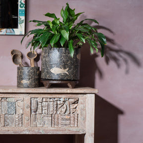 Painted Grain Measure Planter - Fish