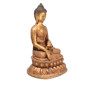 Gilt Brass Sitting Buddha Statue - Bhumisparsha Mudra