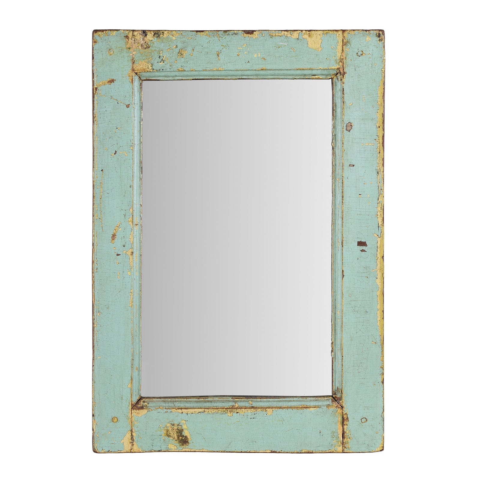 Reclaimed Painted Wooden Mirror from Gujarat