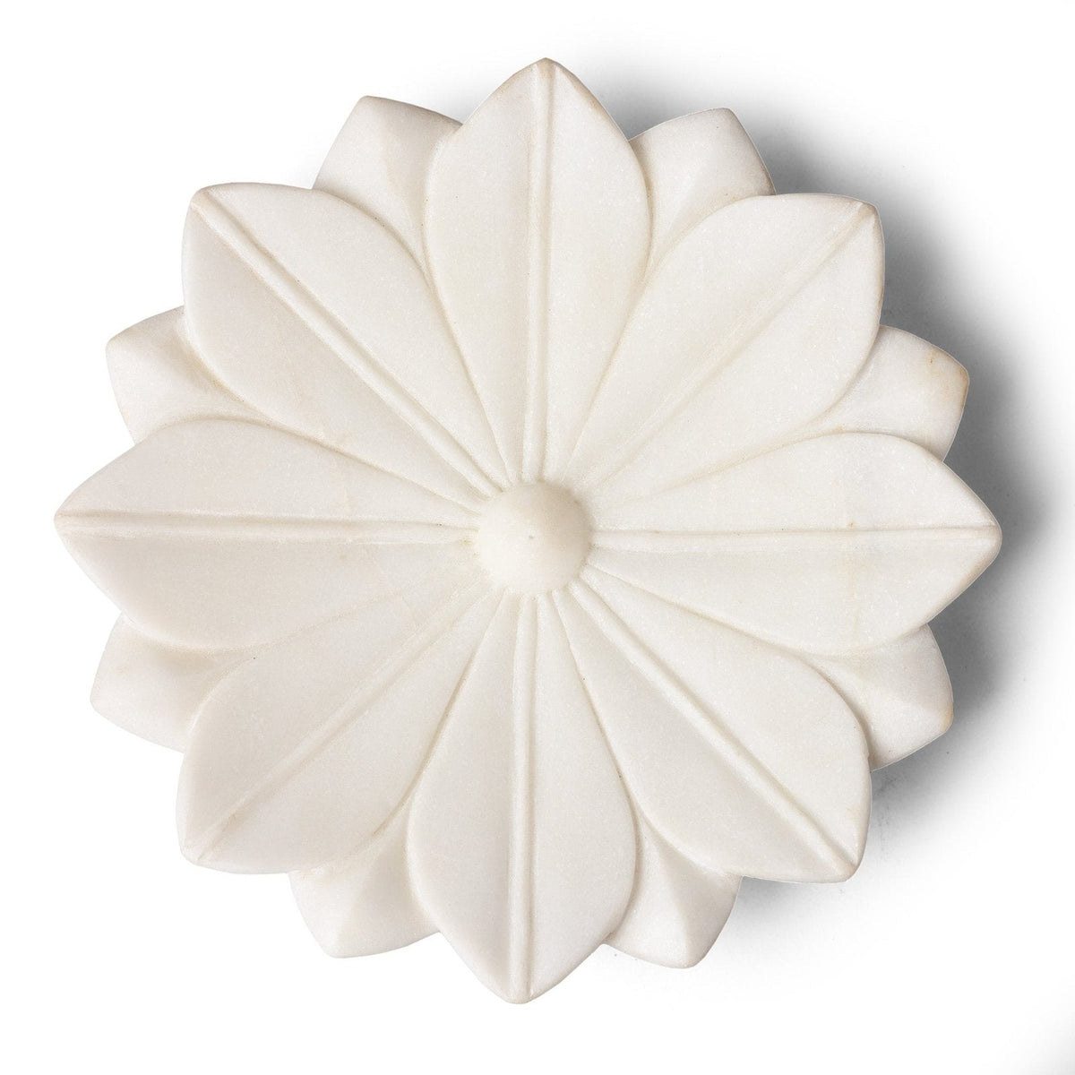 White Marble Lotus Plate From Rajasthan