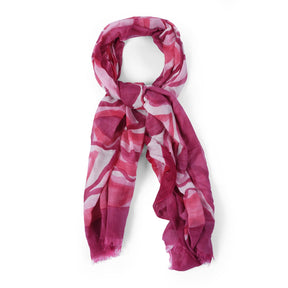 Hand Painted Fuchsia Pink Cotton/Silk Abstract Design Shawl - Sarong