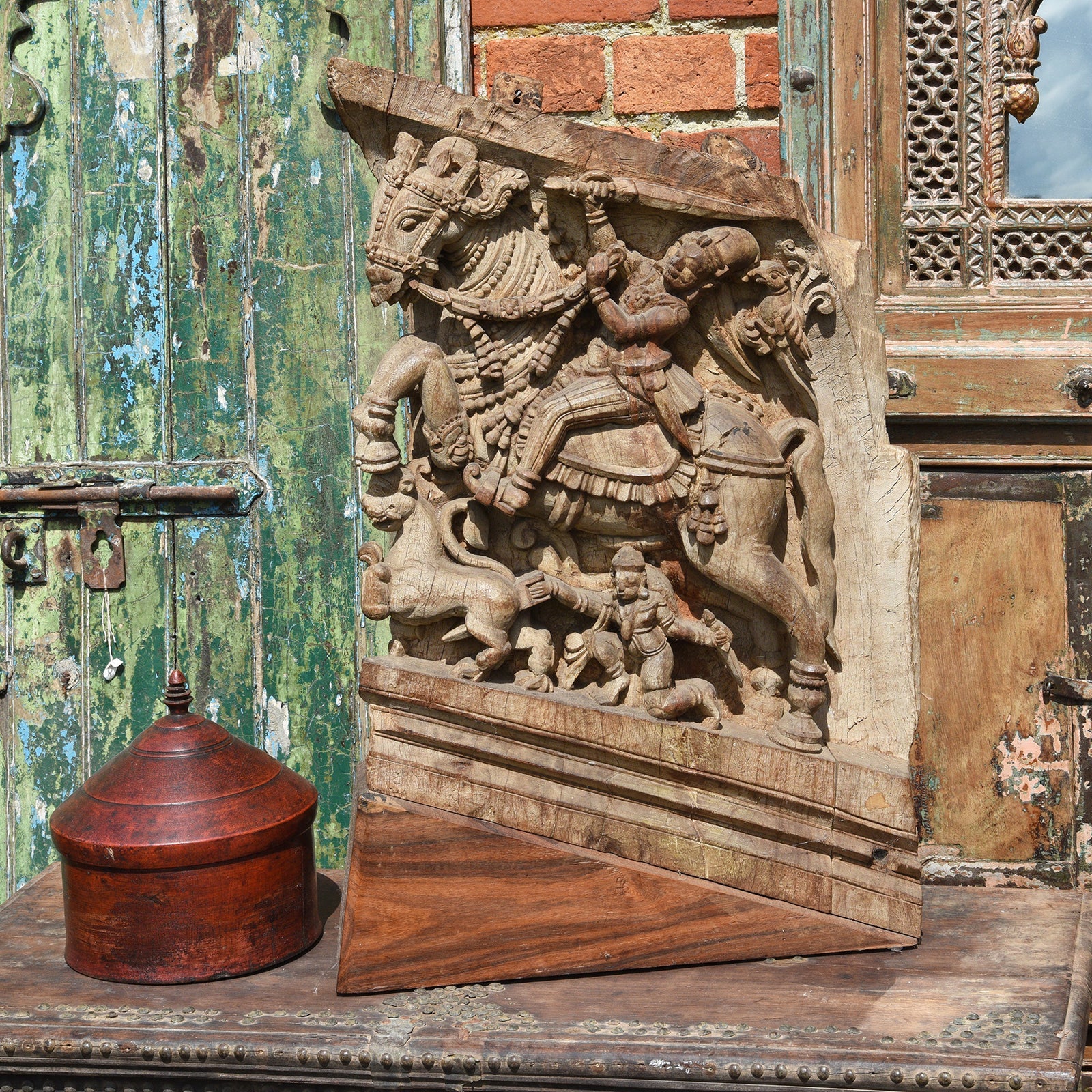 Indian Horse Panel From Tamil Nadu - 19th Century