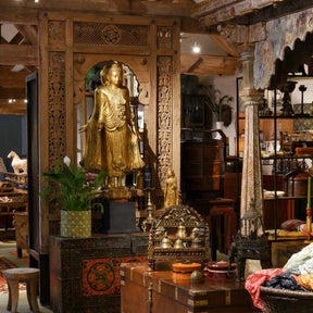 Gilded Teak Standing Mandalay Buddha - Ca 1920