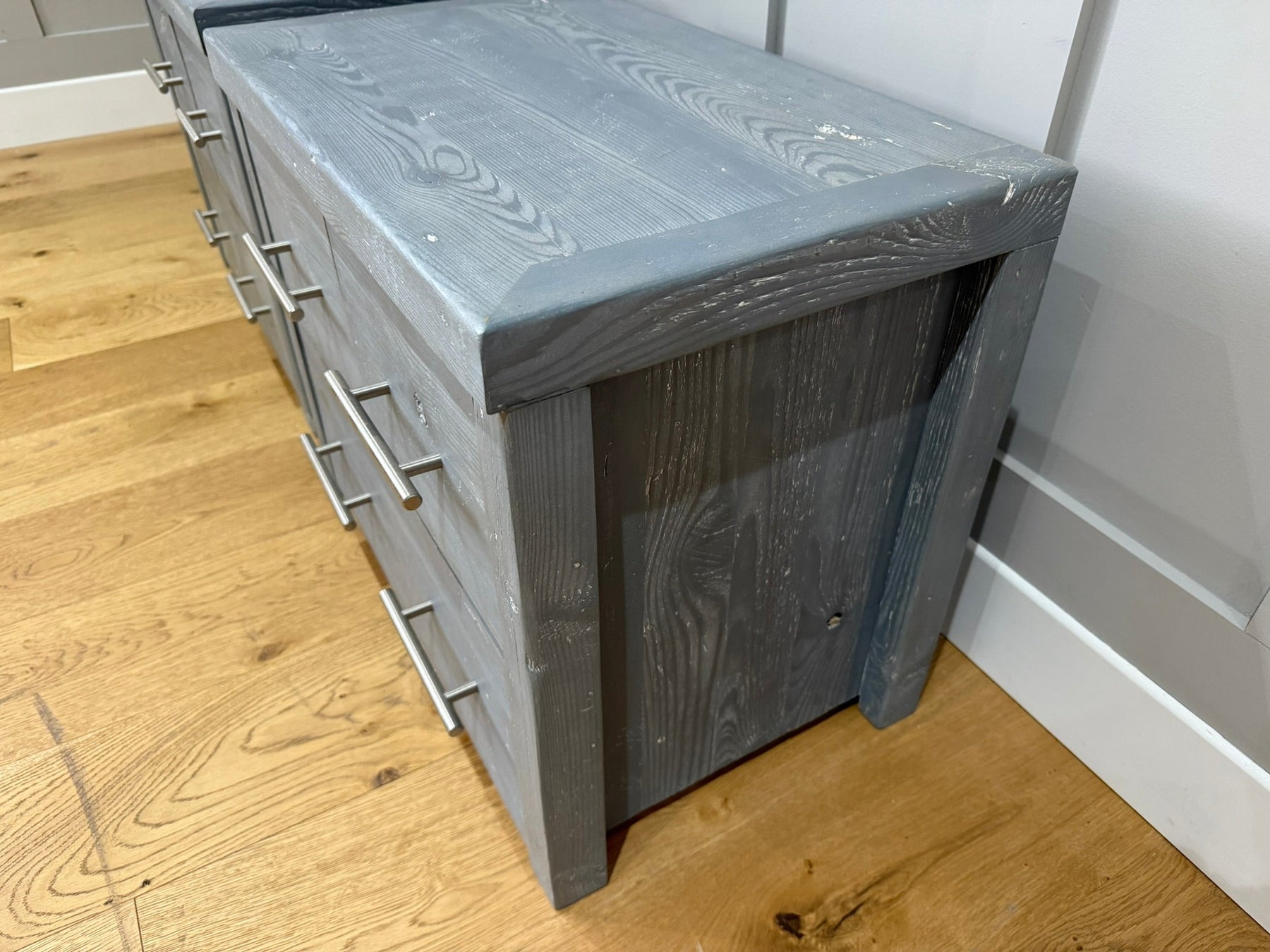 1 x Pair Havisham 3 Drawer Bedside - Smoked- Ex-Display