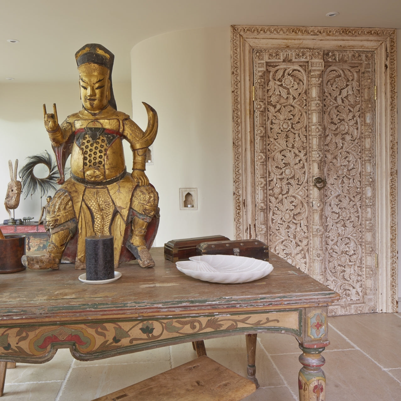 Carved Indian Teak Door & Frame