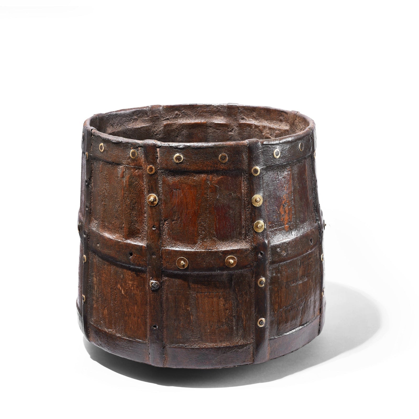 Iron Bound Teak Grain Measure From Rajasthan - 19th Century