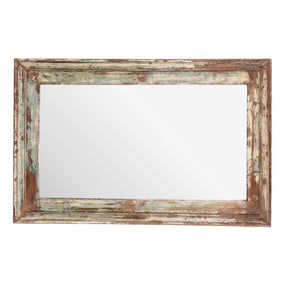 Green Painted Mirror Made From Old Architectural Teak