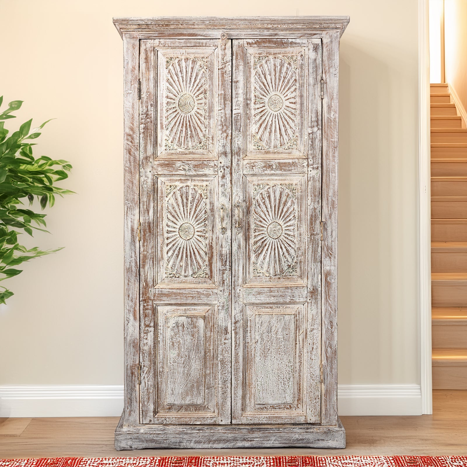 Limed Almirah Cabinet Made From Reclaimed Teak