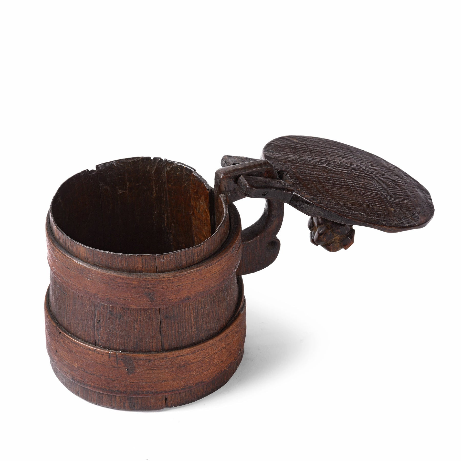 Old Japanese Wooden Beaker with Lid - Ca 1930