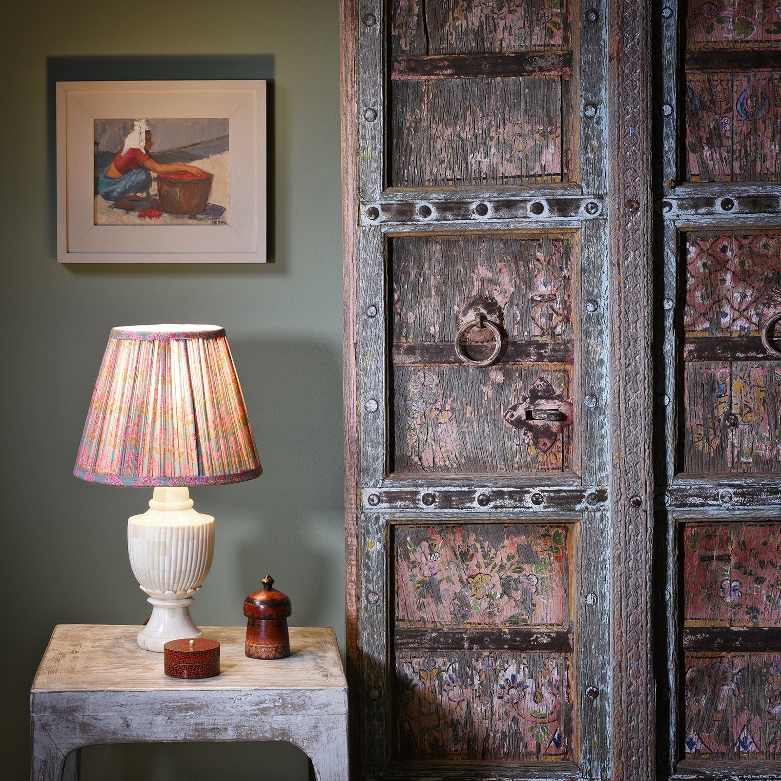 Old Indian Doors From Rajasthan With Later Paint - 19th Century