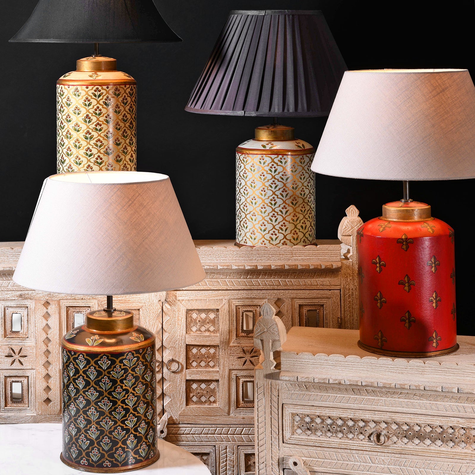 Indian Toleware Tea Caddy Lamp