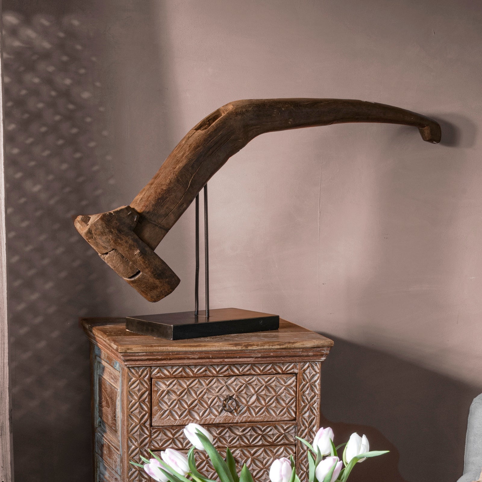 Old Wooden Plough Handles On Stand from Indonesia