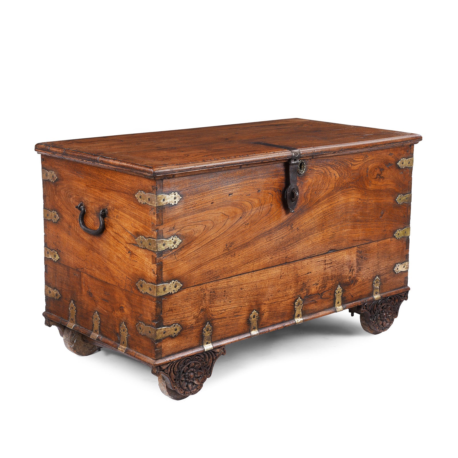 Brass Bound Teak Chest from Saurashtra - 19th Century