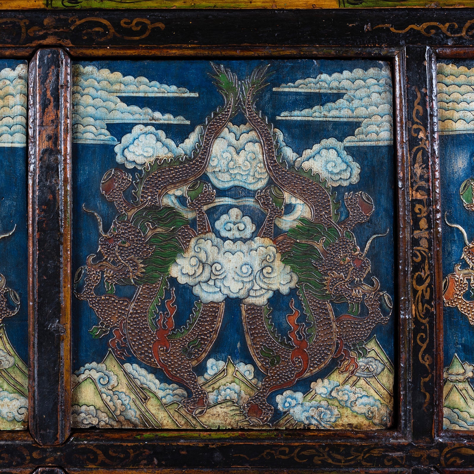 Tibetan Painted Altar Cabinet With Later Painting