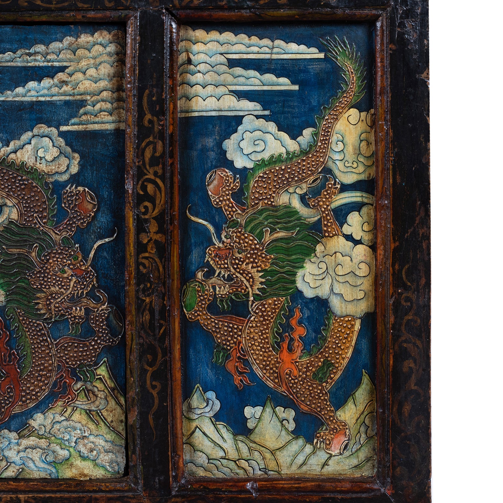 Tibetan Painted Altar Cabinet With Later Painting