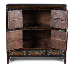 Tibetan Painted Altar Cabinet With Later Painting