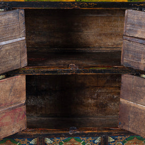 Tibetan Painted Altar Cabinet With Later Painting