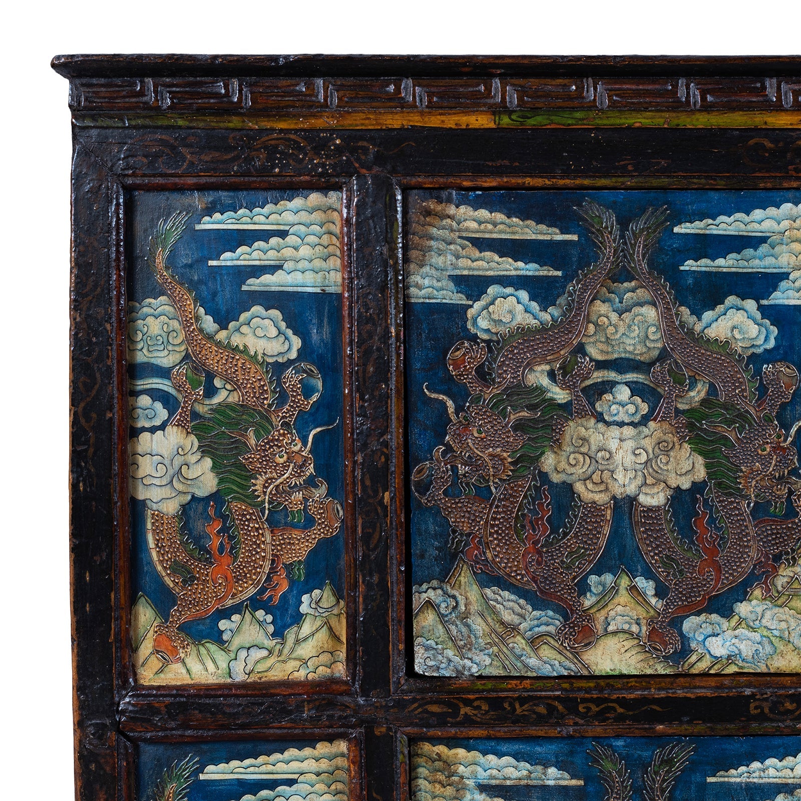 Tibetan Painted Altar Cabinet With Later Painting