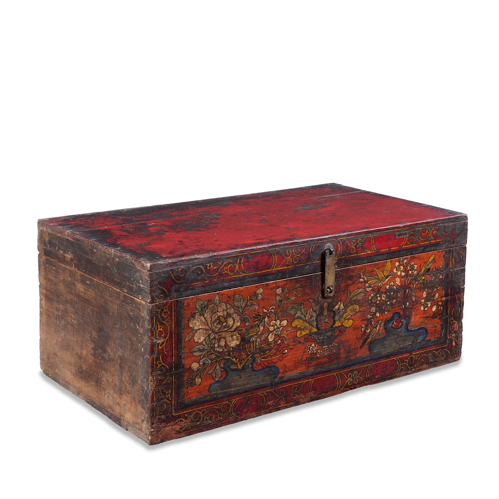 Painted Chest From Gansu - 19th Century