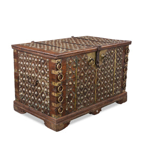Brass Bound Rosewood Chest From Gujarat - 18th Century