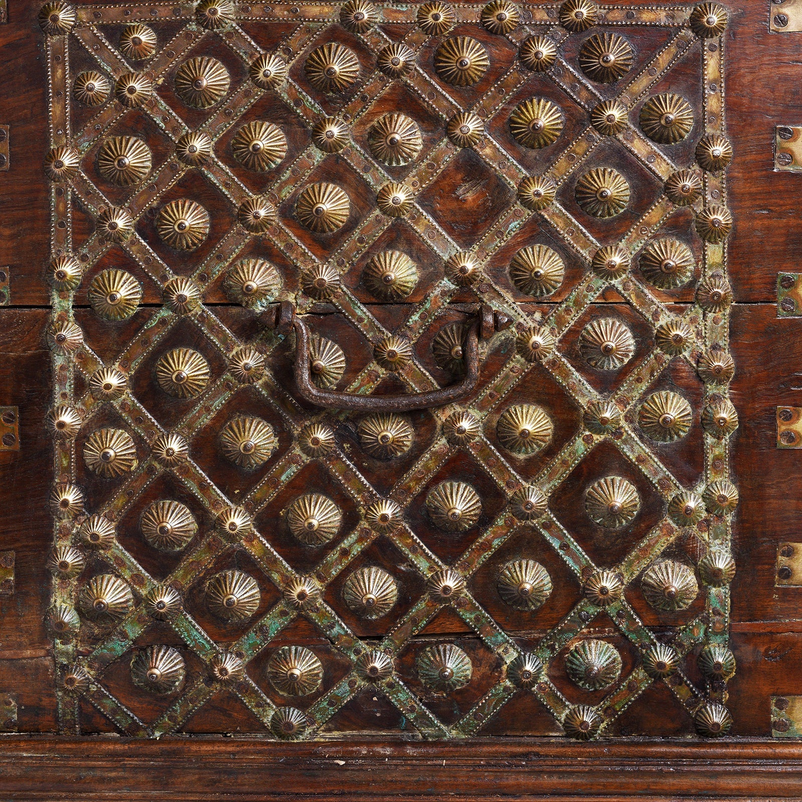 Brass Bound Rosewood Chest From Gujarat - 18th Century