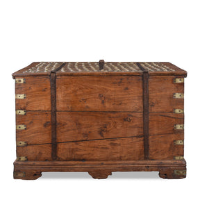 Brass Bound Rosewood Chest From Gujarat - 18th Century