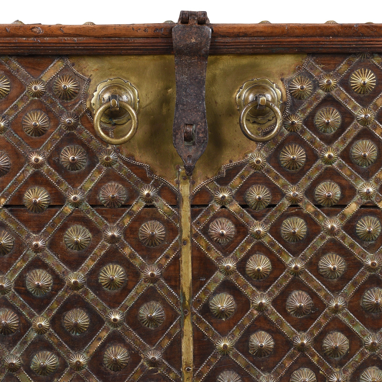 Brass Bound Rosewood Chest From Gujarat - 18th Century