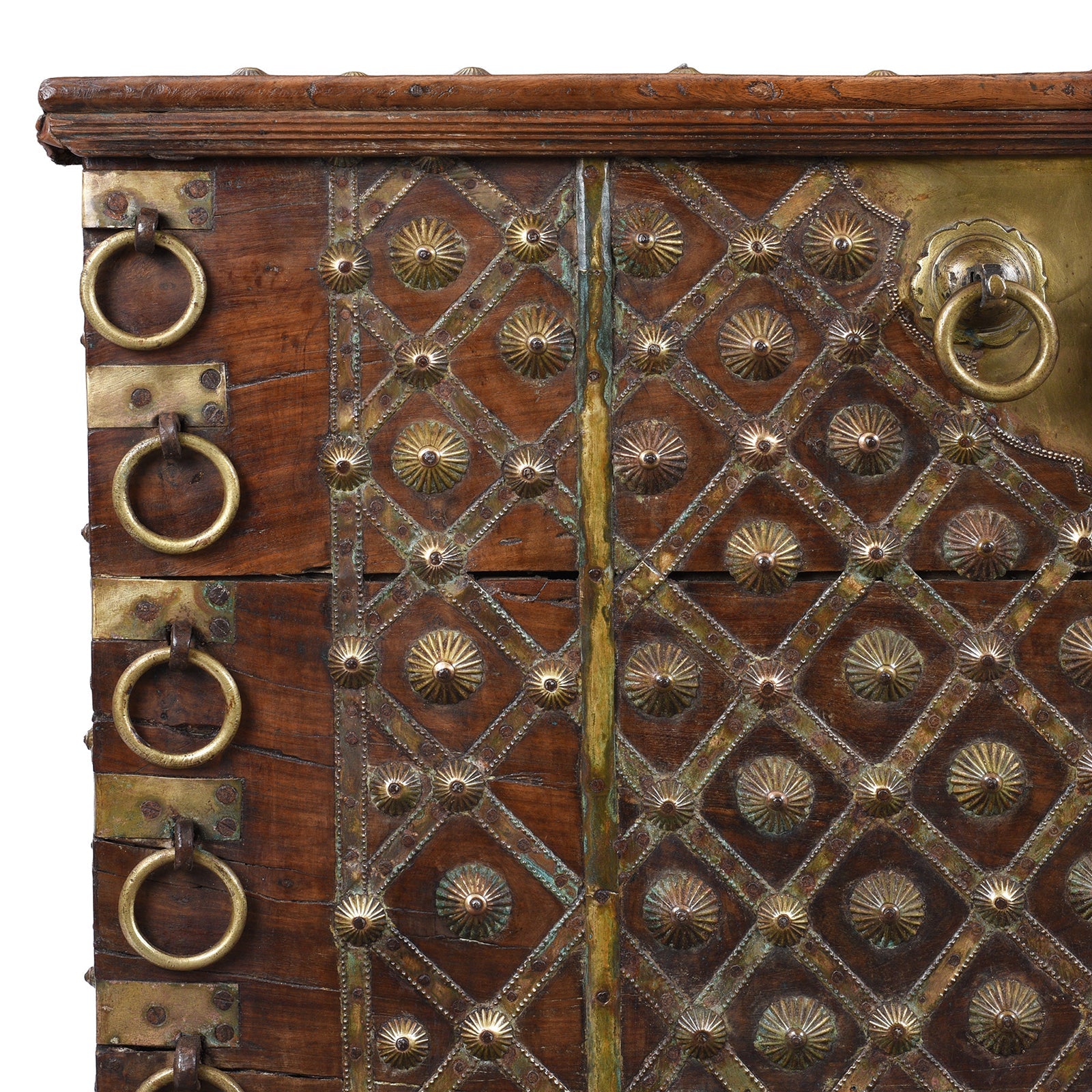 Brass Bound Rosewood Chest From Gujarat - 18th Century