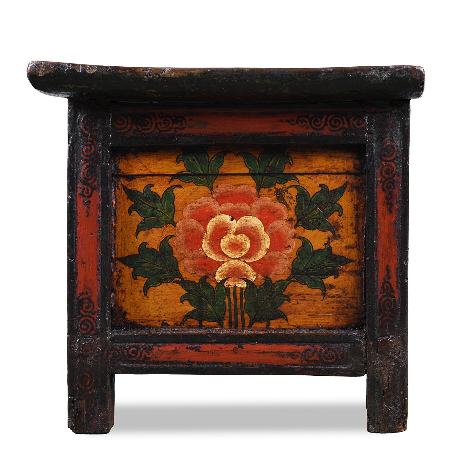 Painted Floral Choksar Prayer Table from Tibet - 19th Century