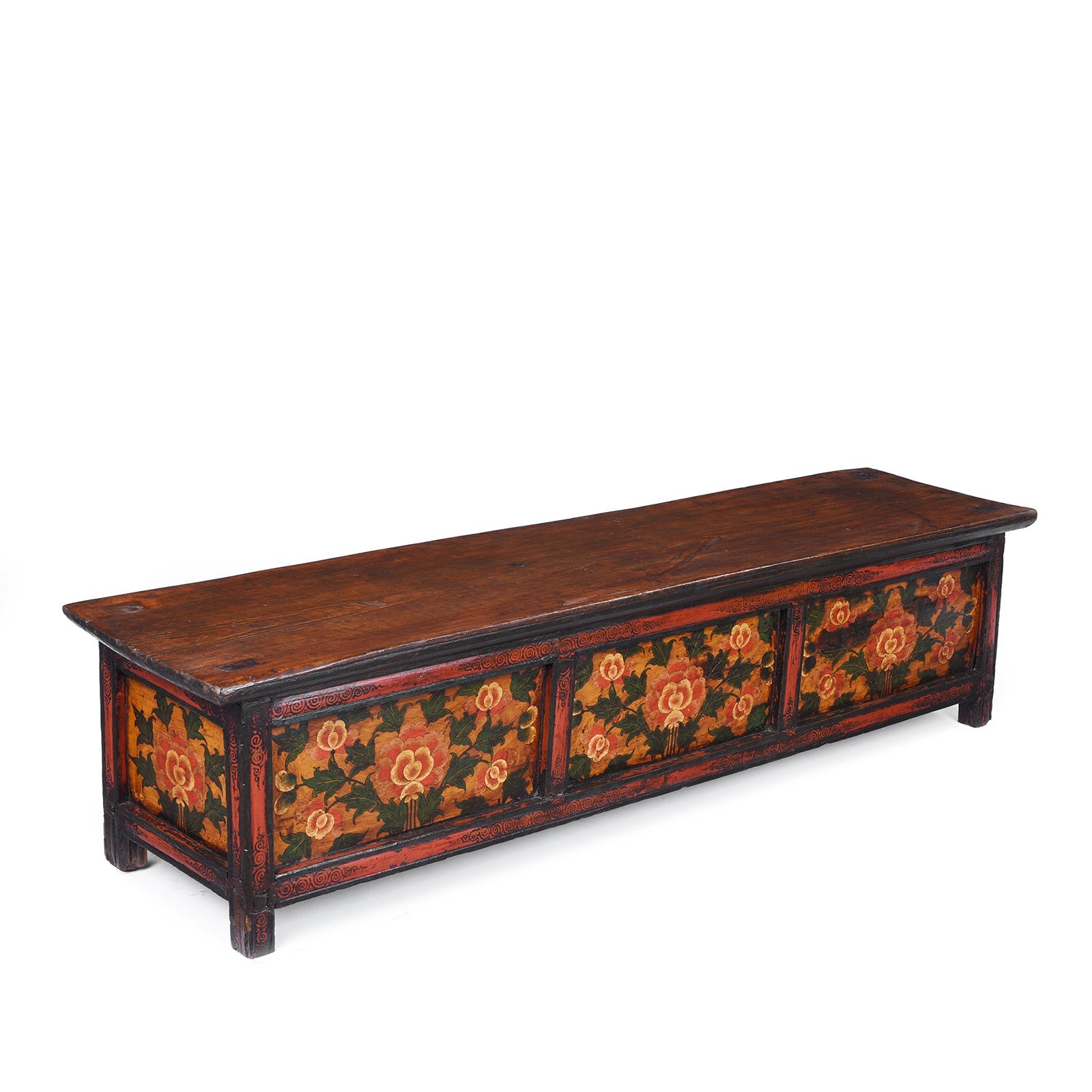 Painted Floral Choksar Prayer Table from Tibet - 19th Century