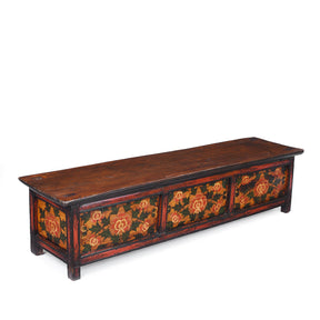 Painted Floral Choksar Prayer Table from Tibet - 19th Century
