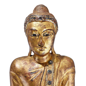 Gilded Teak Mandalay Standing Buddha - Ca 1930's