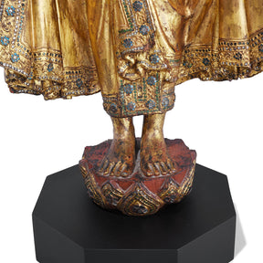 Gilded Teak Mandalay Standing Buddha - Ca 1930's
