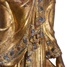 Gilded Teak Mandalay Standing Buddha - Ca 1930's