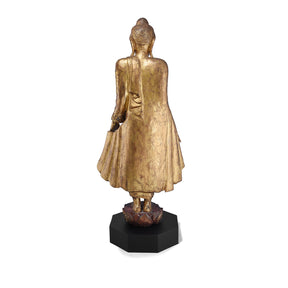 Gilded Teak Mandalay Standing Buddha - Ca 1930's