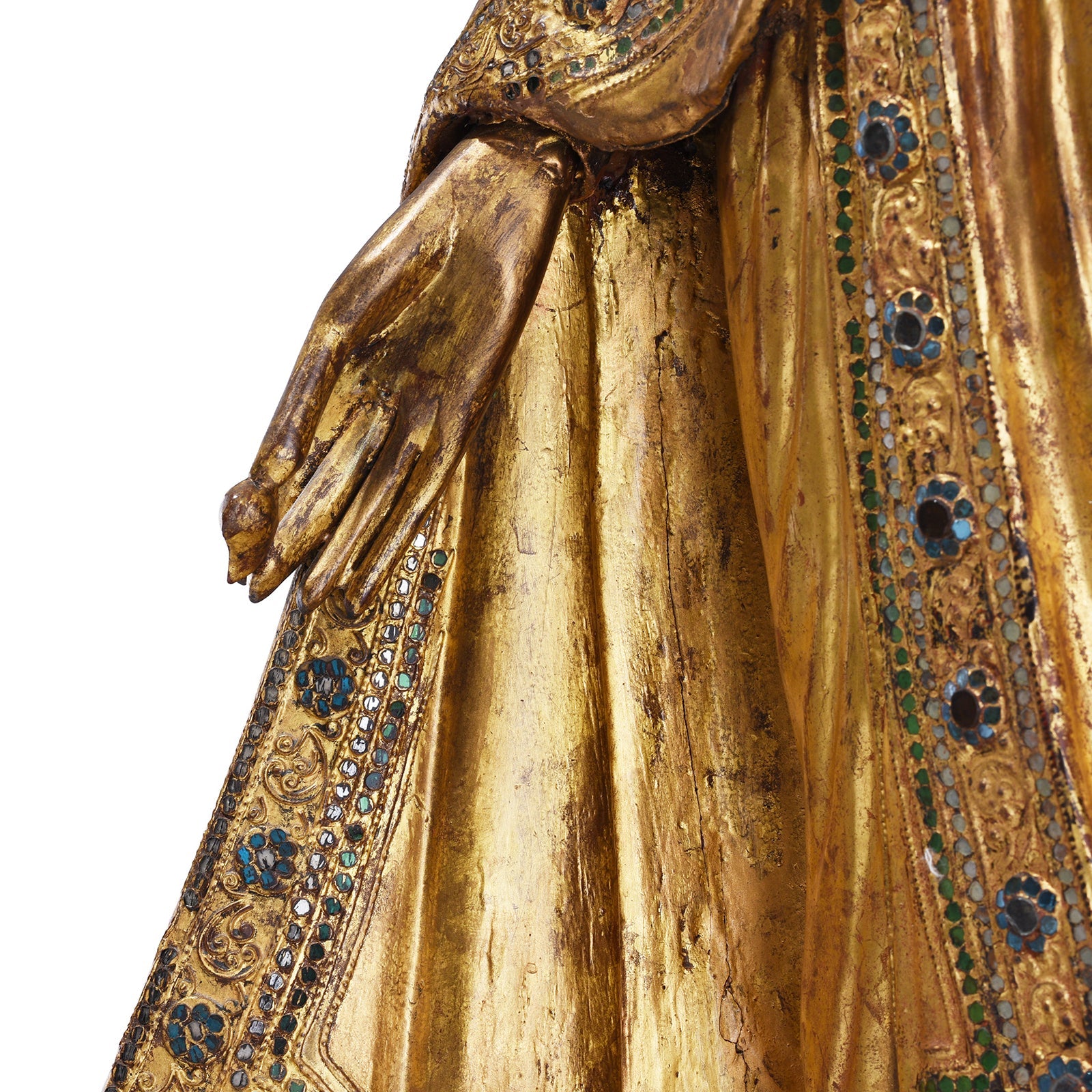 Gilded Teak Mandalay Standing Buddha - Ca 1930's